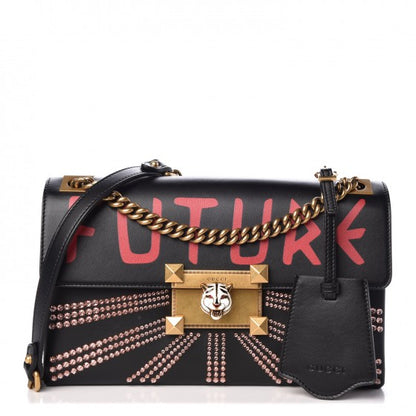 Gucci Calfskin Crystal Embellished Future Shoulder Bag Black 1 of 8
