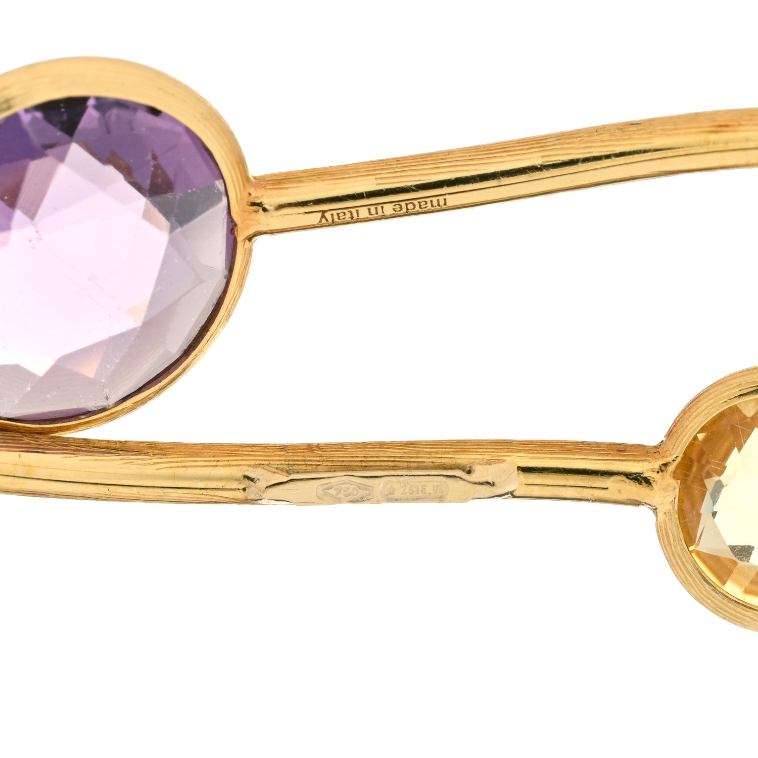 Marco Bicego 18K Yellow Gold Amethyst Citrine Jaipur Crossover Bangle Bracelet 3 of 4