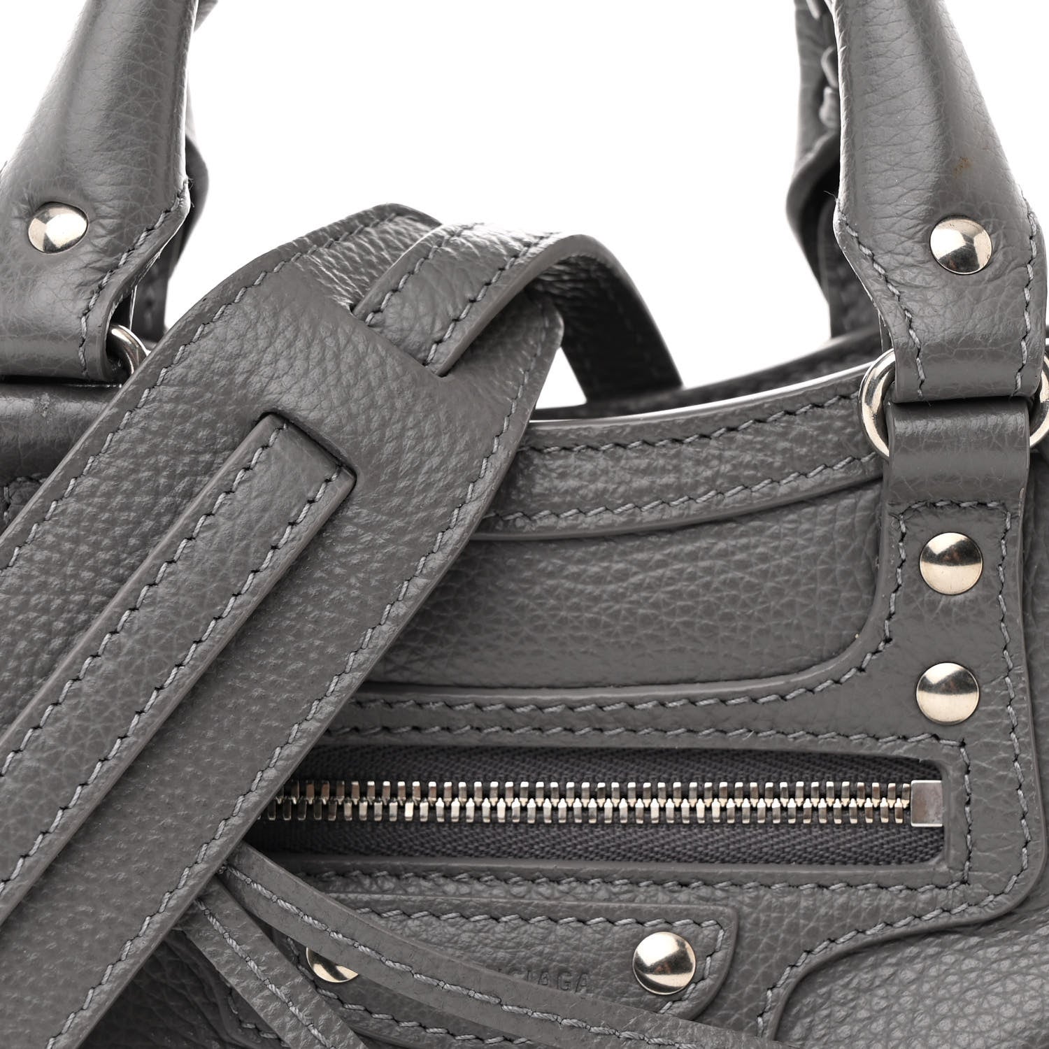 Balenciaga Grained Calfskin Neo Classic Silver Hardware Mini City Dark Grey 9 of 11
