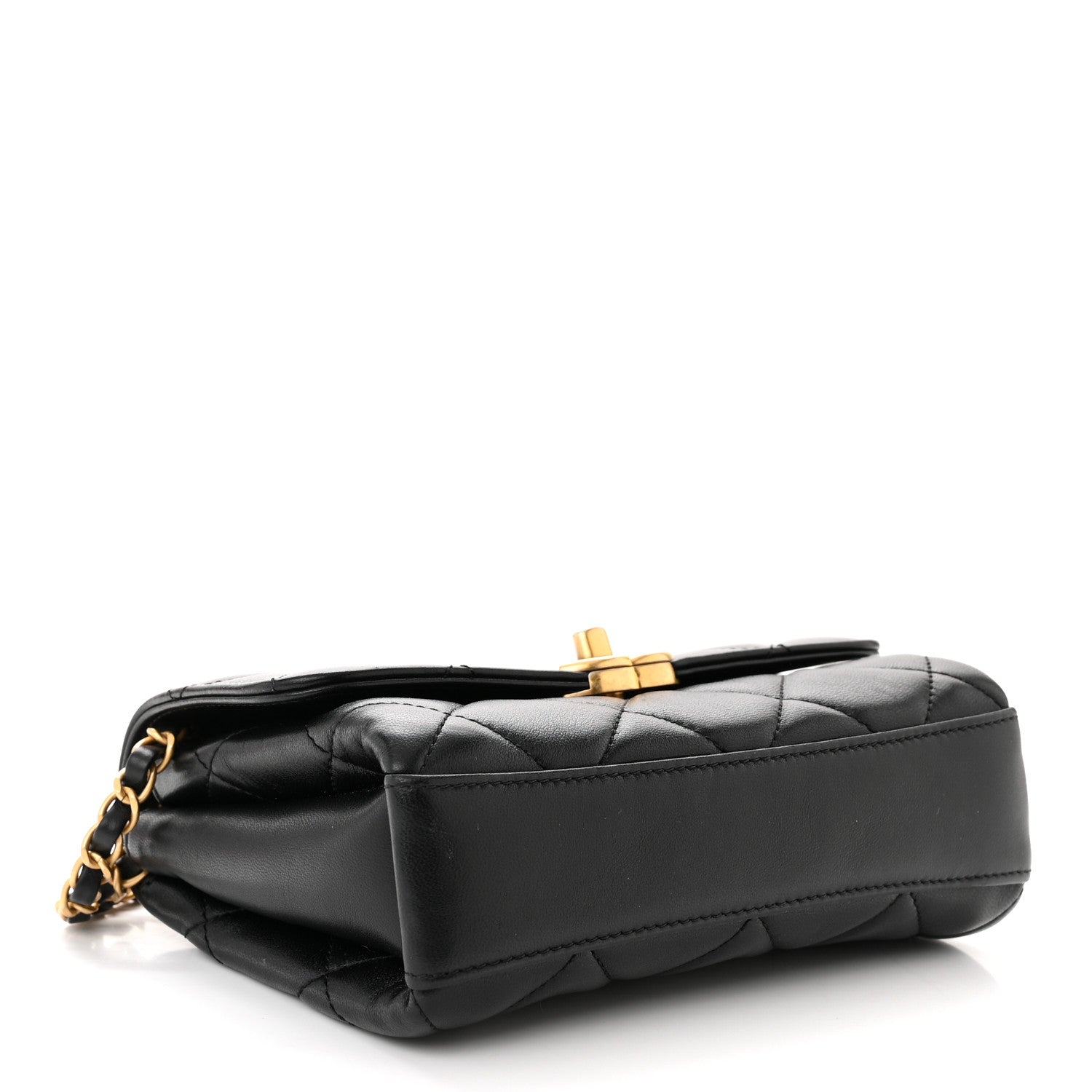 Chanel Lambskin Quilted Mini CC Crystal Logo Chain Flap Black 4 of 11