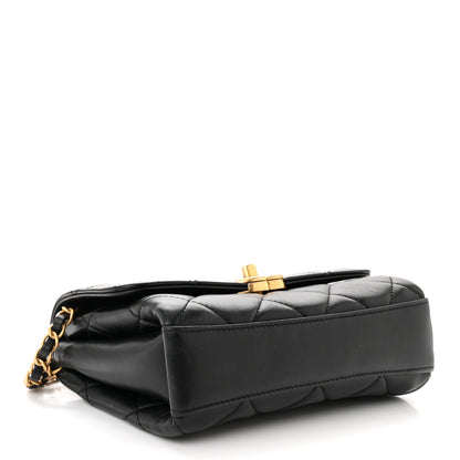 Chanel Lambskin Quilted Mini CC Crystal Logo Chain Flap Black 4 of 11