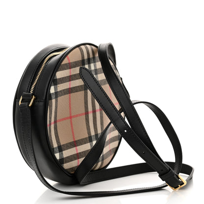 Burberry Vintage Check Canvas Calfskin Louise Bag Archive Beige Black 3 of 14