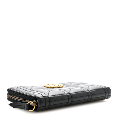 Gucci Calfskin Matelasse Pearly GG Marmont Zip Around Wallet Black 4 of 9