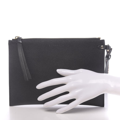 Burberry Grainy Calfskin Haymarket Check Zip Pouch Black 2 of 7