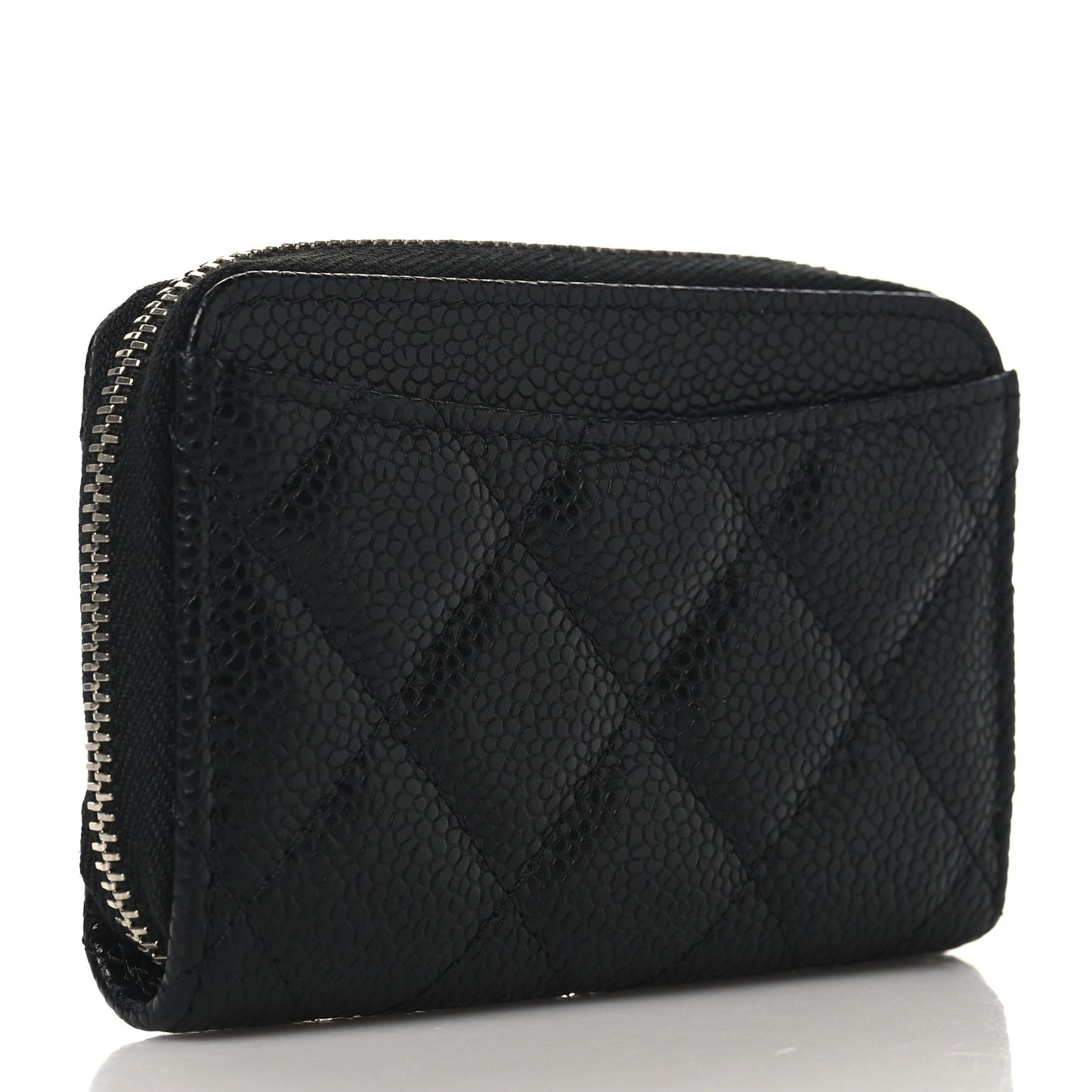 Caviar Quilted Zip Coin Purse Black