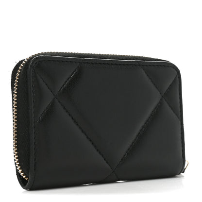 Chanel Lambskin Quilted Chanel 19 Zip Around Coin Purse Wallet Black 3 of 8