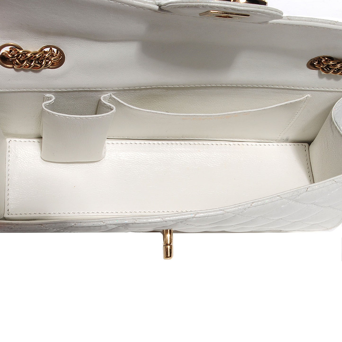 Patent Quilted Evening Star East West Flap White