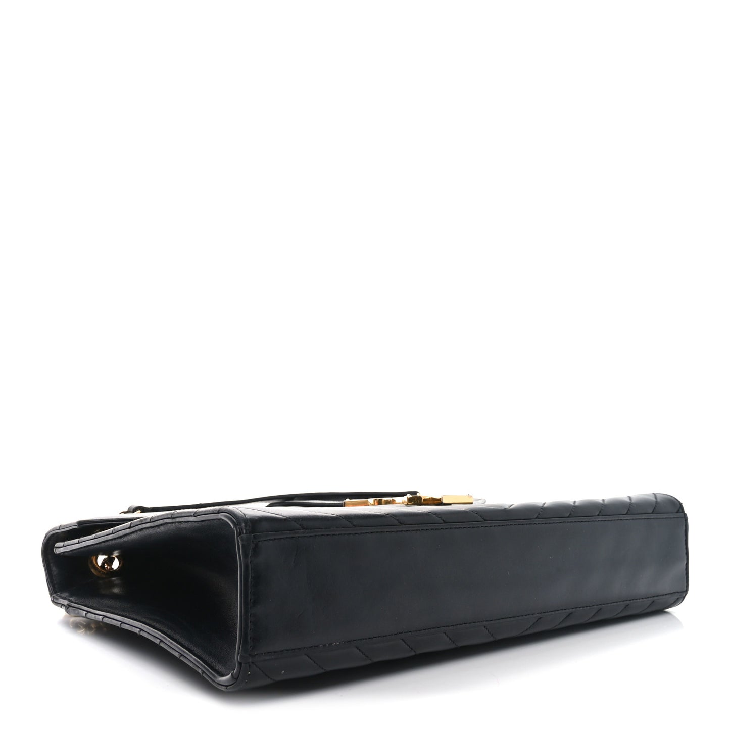 Smooth Calfskin Matelasse Chevron Large Monogram Satchel Black