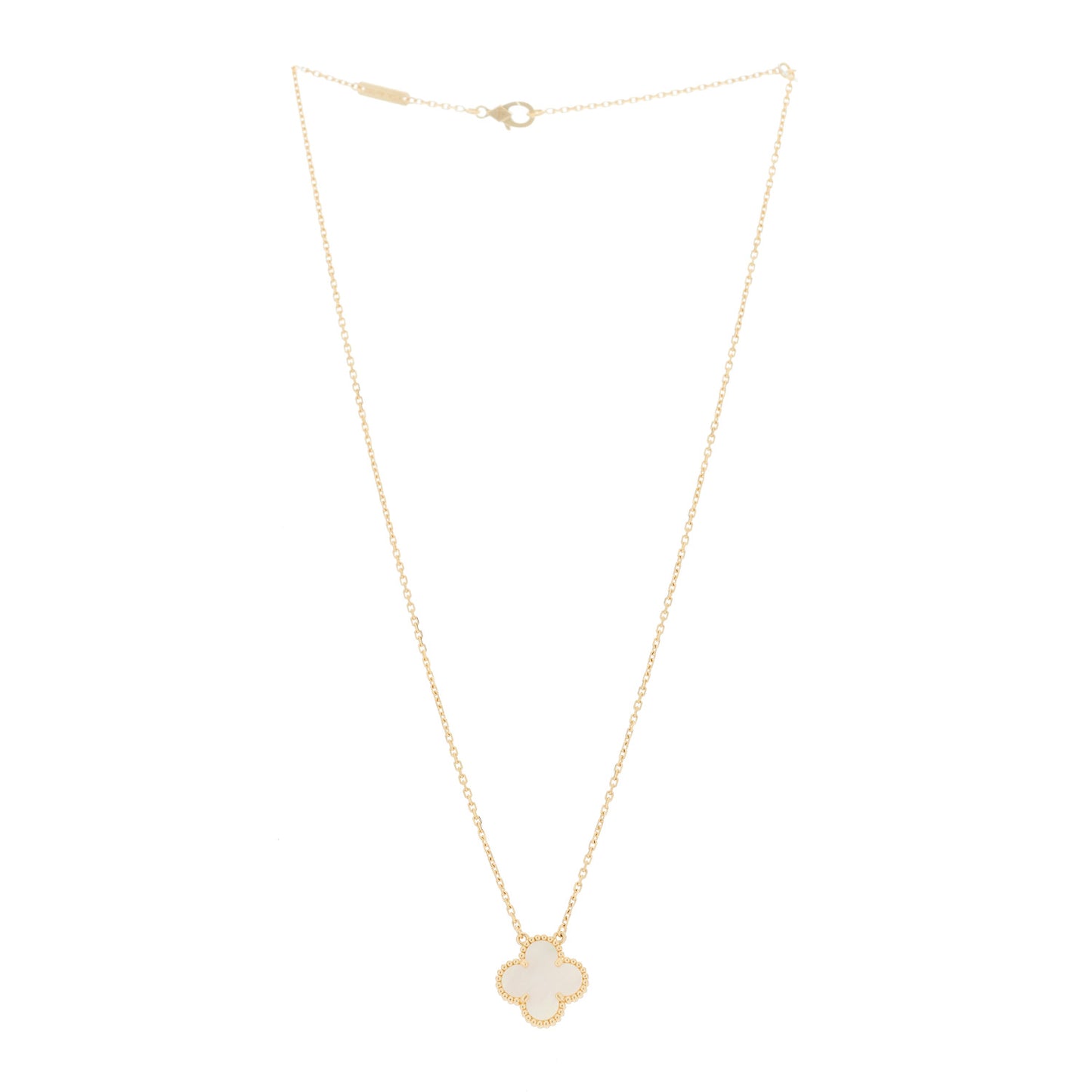 18K Yellow Gold Mother of Pearl Vintage Alhambra Pendant Necklace