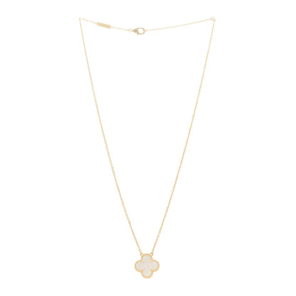Van Cleef & Arpels 18K Yellow Gold Mother of Pearl Vintage Alhambra Pendant Necklace 2 of 5