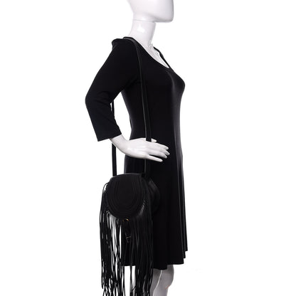 Chloe Calfskin Mini Marcie Round Fringe Crossbody Bag Black 2 of 11
