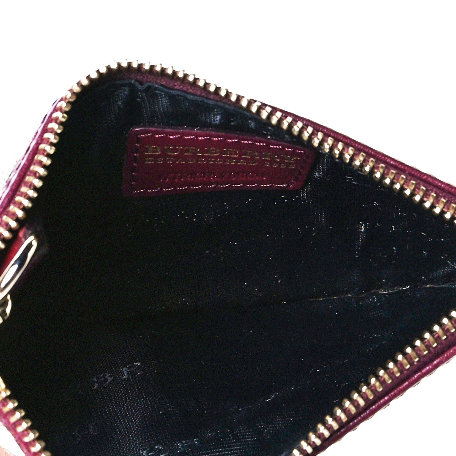 Burberry Haymarket Check Key Ring Coin Case Burgundy 7 of 8