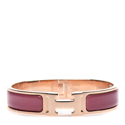 Hermes Enamel Narrow Clic Clac H Bracelet PM Rose Patch 1 of 5