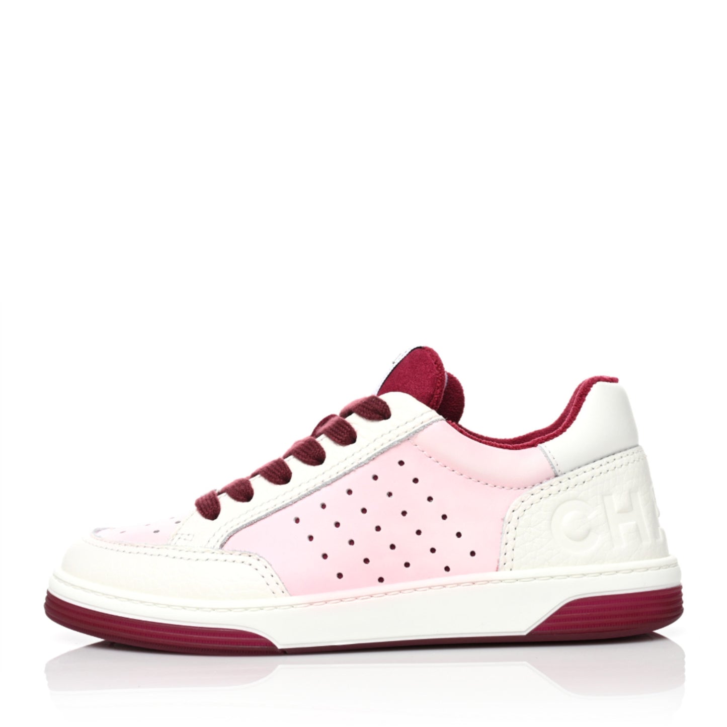 Grained Calfskin Fabric Womens Logo Sneakers 36.5 White Dark Purple