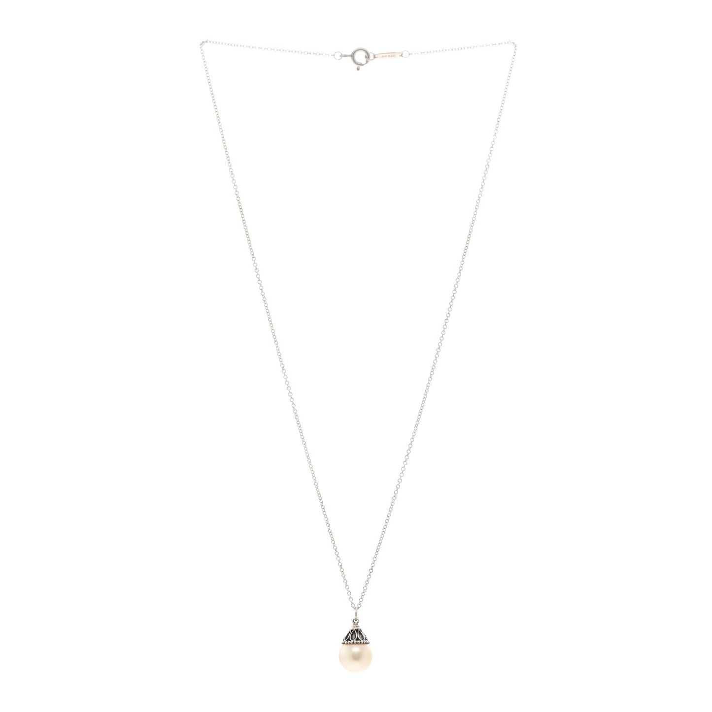 Sterling Silver Freshwater Cultured Pearl Ziegfeld Drop Pendant Necklace