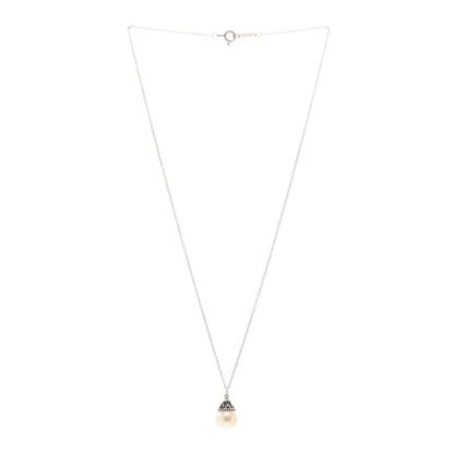 Tiffany Sterling Silver Freshwater Cultured Pearl Ziegfeld Drop Pendant Necklace 3 of 5