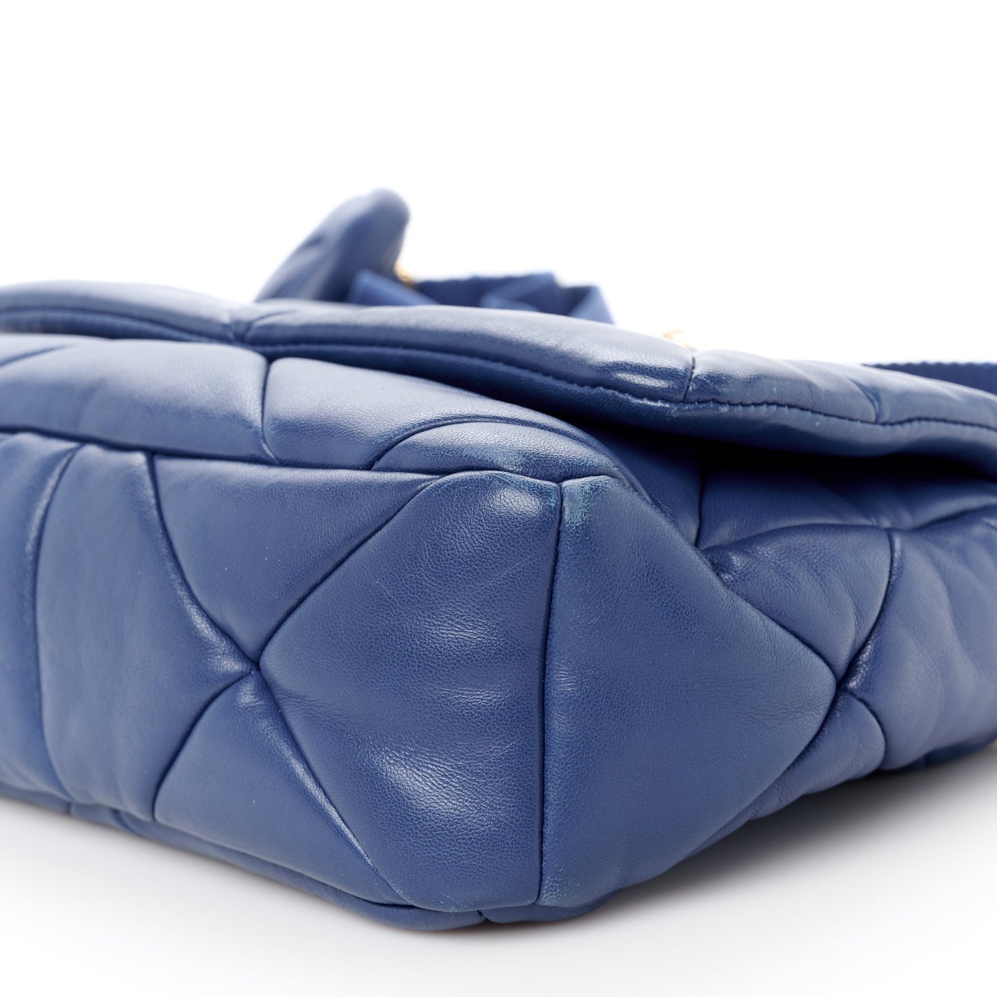 Nappa Re-Nylon Triangle Quilted Patchwork System Flap Shoulder Bag Royal