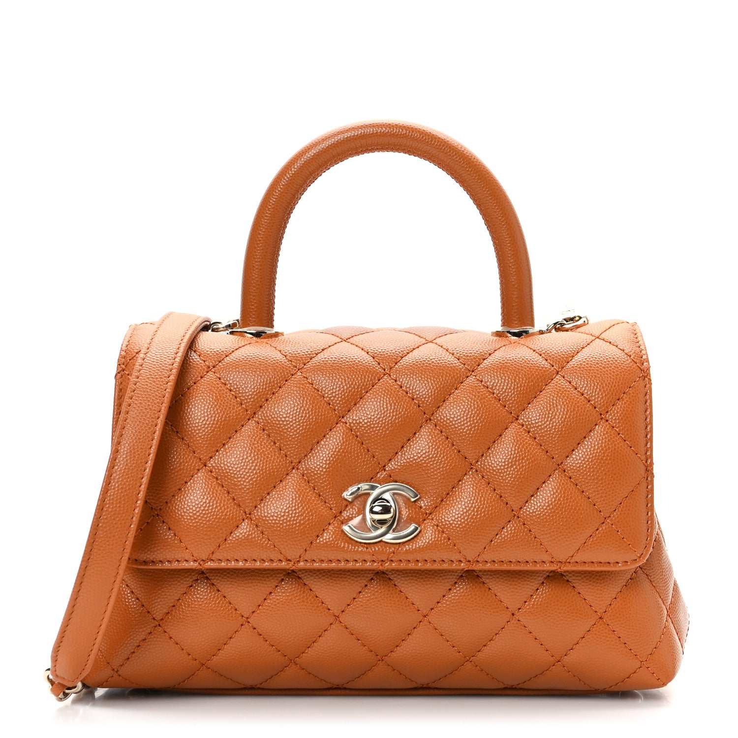 Chanel Caviar Quilted Mini Coco Handle Flap Light Brown 1 of 9
