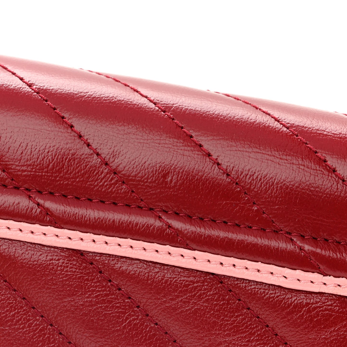 Azalea Calfskin Enamel Matelasse Diagonal Super Mini Torchon GG Marmont Shoulder Bag New Cherry Red Wild Rose