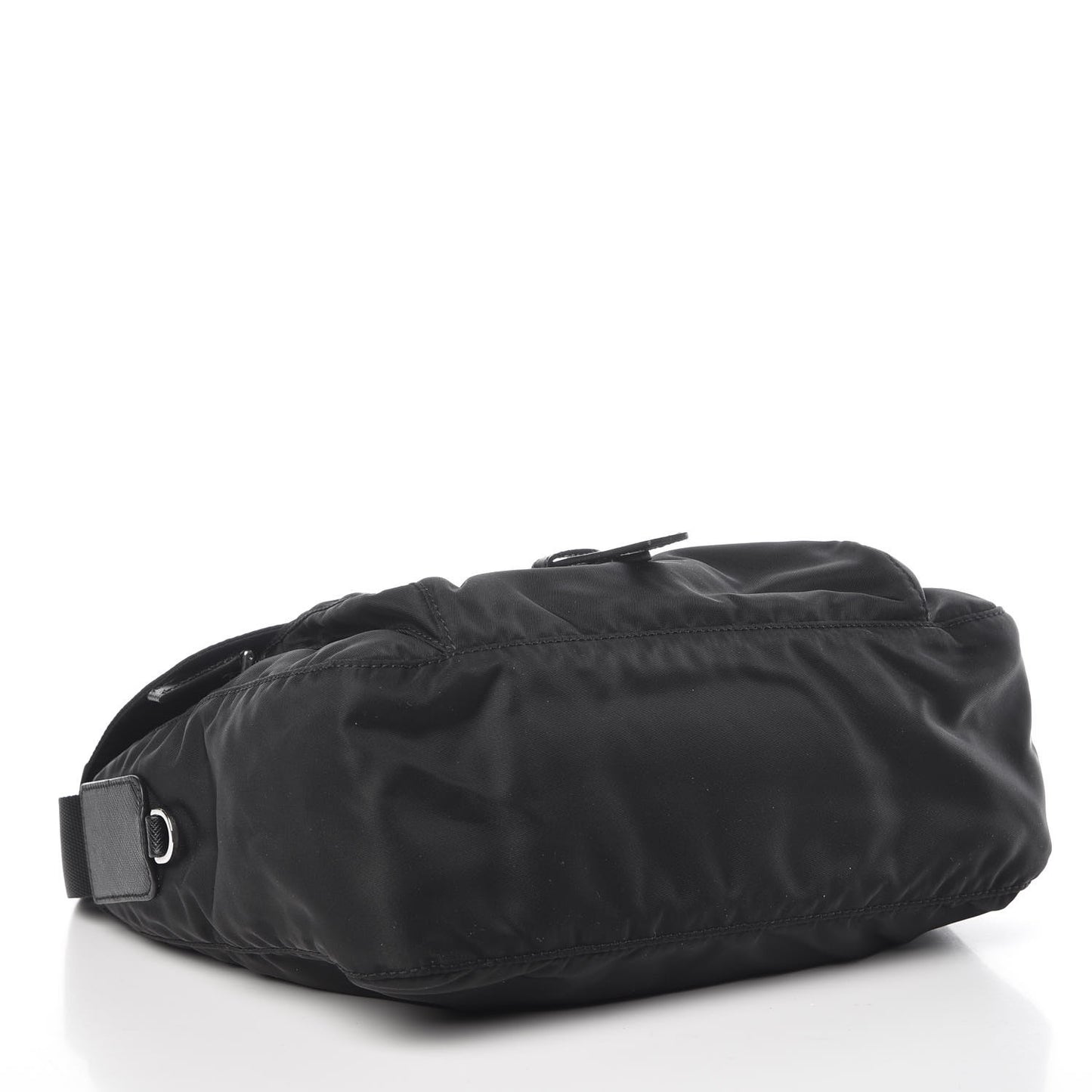 Nylon Vela Saffiano Single Buckle Messenger Shoulder Bag Black