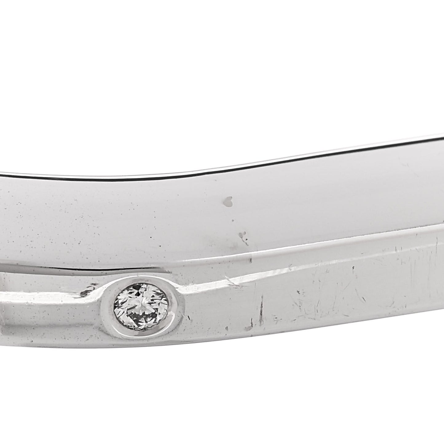 18K White Gold Diamond Tiffany Lock Bangle Bracelet