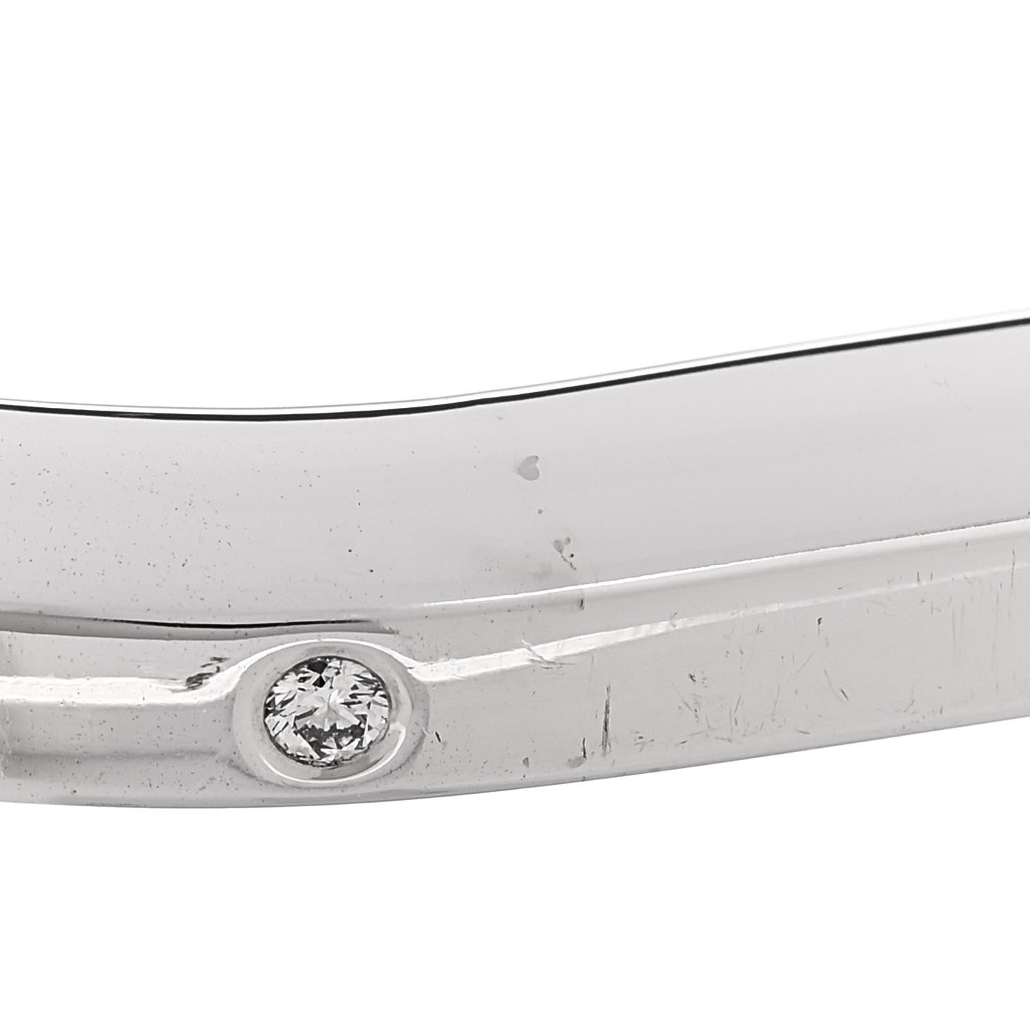 Tiffany 18K White Gold Diamond Tiffany Lock Bangle Bracelet 5 of 5