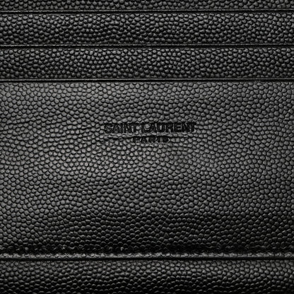 Saint Laurent Grain De Poudre Chevron Monogram Large Bill Pouch Black 6 of 9