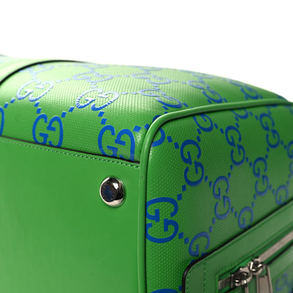 Gucci Calfskin GG Tennis Embossed Large Duffle Bag Joy Green Joy Blue 11 of 12