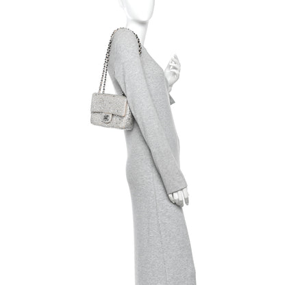 Chanel Suede Calfskin Crystal Mini Flap Silver 2 of 11