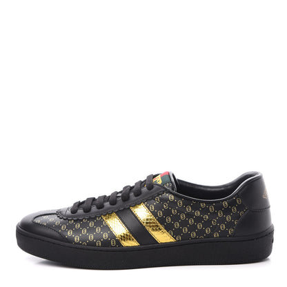 Gucci X DAPPER DAN Calfskin Laminated Ayers GG Micro Monogram Womens G74 Sneakers 36.5 Black Gold 1 of 9