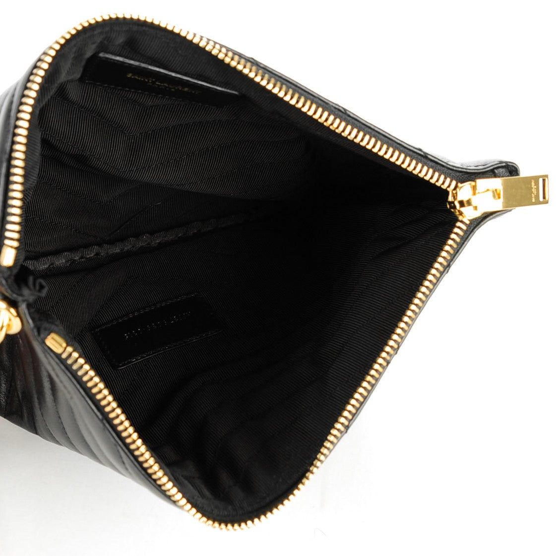 Calfskin Matelasse Chevron Monogram A5 Wristlet Black