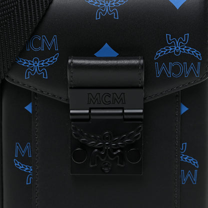 MCM Calfskin Color Splash Phone Case Crossbody Black Vallarta Blue 7 of 15