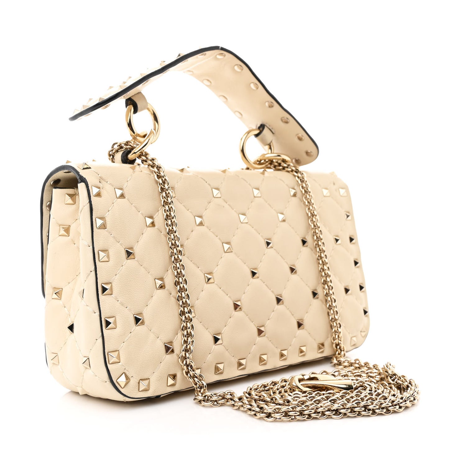 Nappa Small Rockstud Spike Shoulder Bag Light Ivory