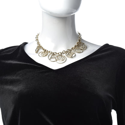 Chanel Metal Hoop Cuba Logo Necklace Gold 2 of 4