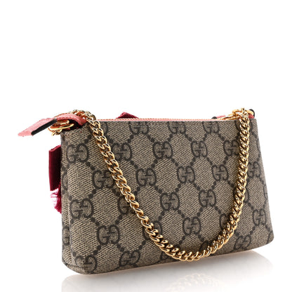 Gucci GG Supreme Monogram Embroidered Face Chain Pouch Pink 3 of 7