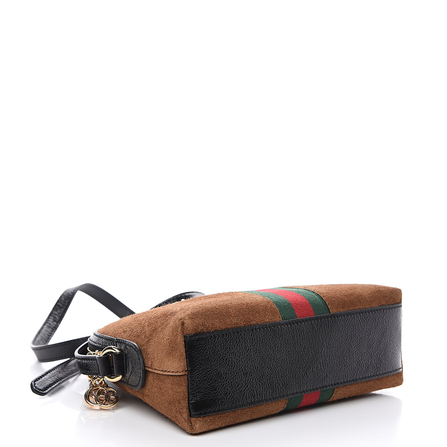 Gucci Suede Patent Web Small Ophidia Dome Shoulder Bag Nocciola Black 3 of 8