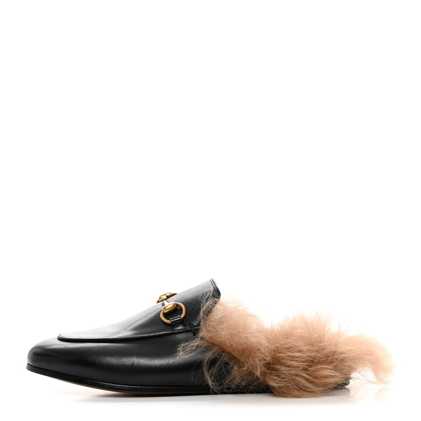 Calfskin Fur Womens Princetown Slippers 35.5 Black