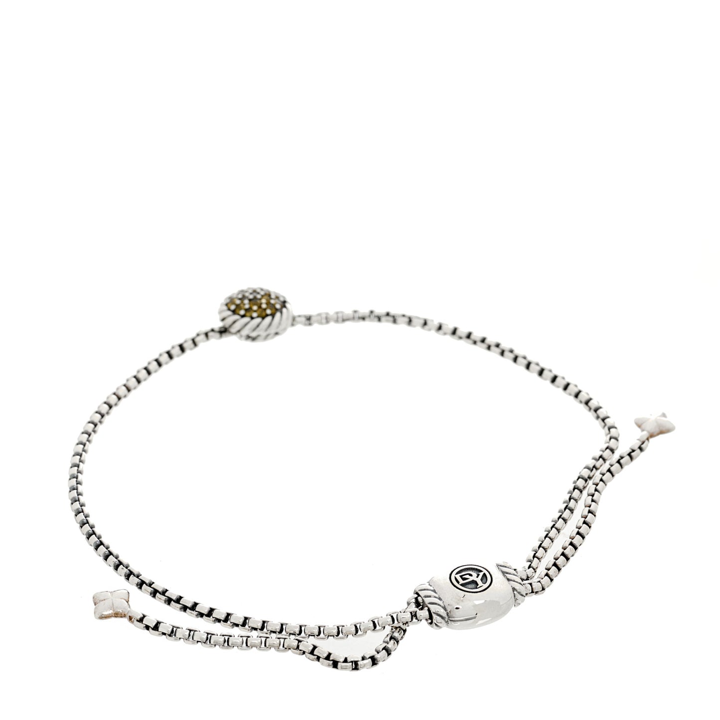 Sterling Silver Yellow Sapphire 9mm Chatelaine Petite Pave Bracelet