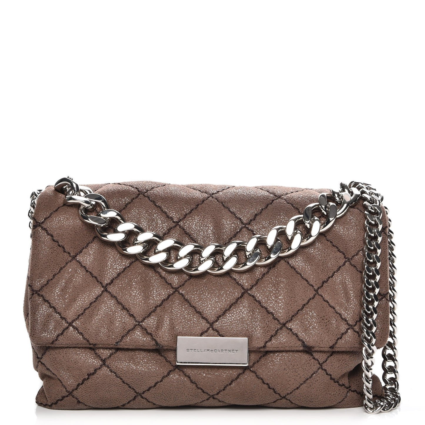 Faux Leather Quilted Small Bex Flap Shoulder Bag Dark Taupe