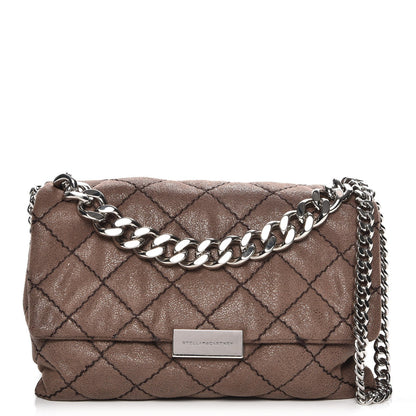 Stella McCartney Faux Leather Quilted Small Bex Flap Shoulder Bag Dark Taupe 1 of 11