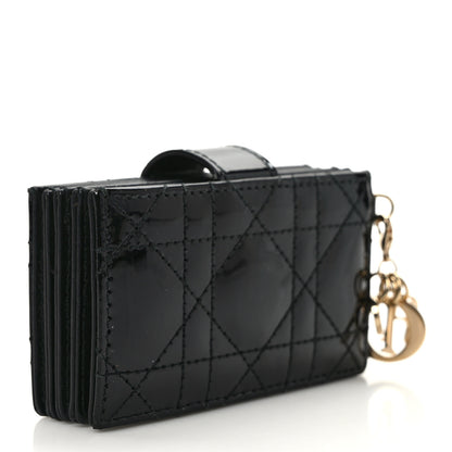 Christian Dior Patent Cannage Lady Dior 5-Gusset Card Holder Black 3 of 6