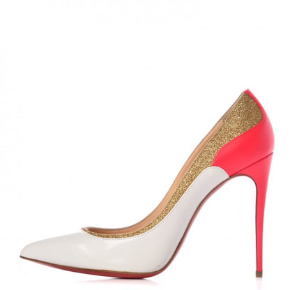 Christian Louboutin Glitter Patent Fluo Tucsick 100 Pumps 39.5 White Gold 1 of 9