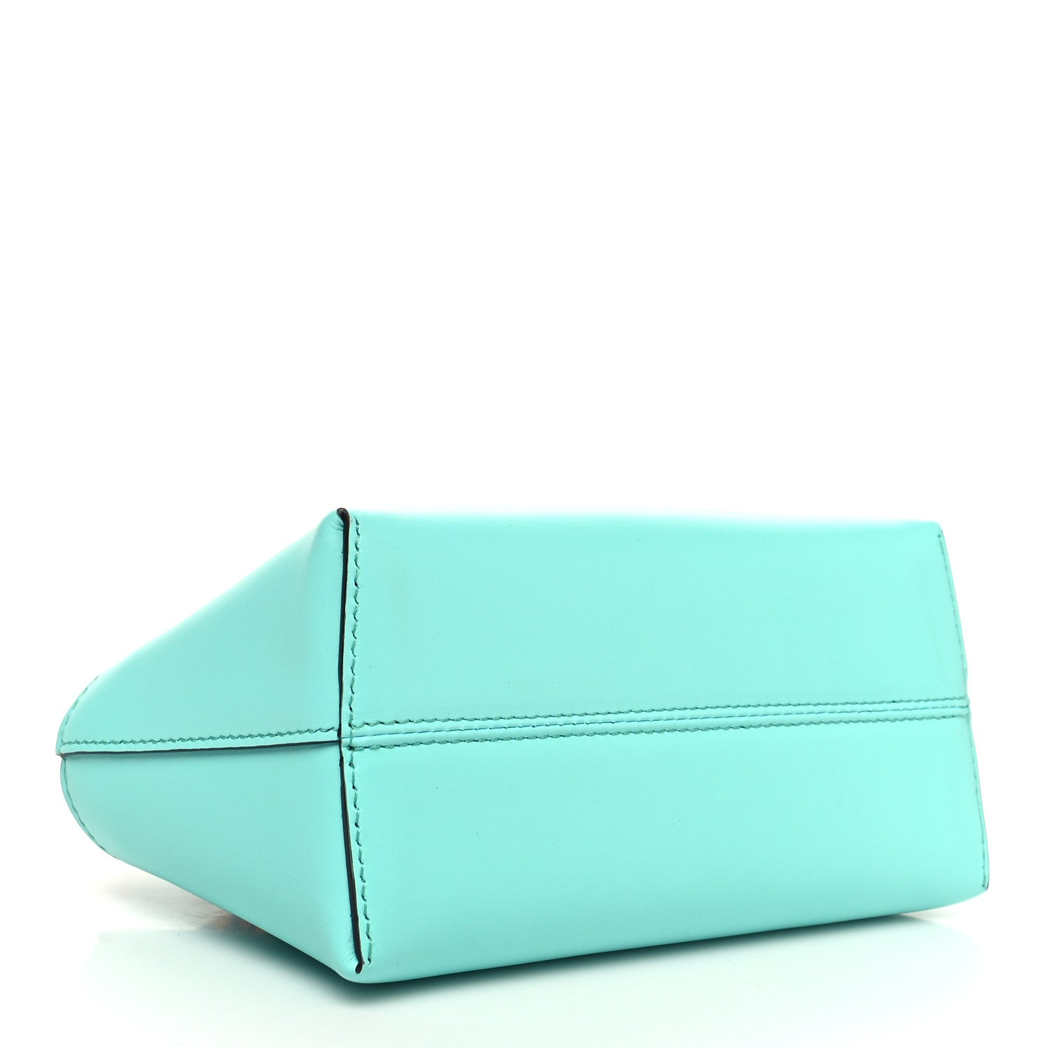 Fendi Vitello King Plexiglass Logo Embossed Mini By The Way Top Handle Boston Bag Spring Turquoise 4 of 10