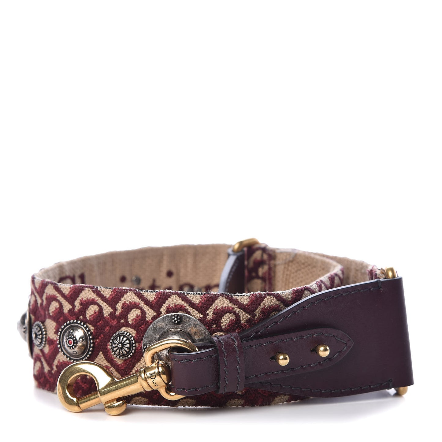 Oblique Studded Shoulder Strap Burgundy