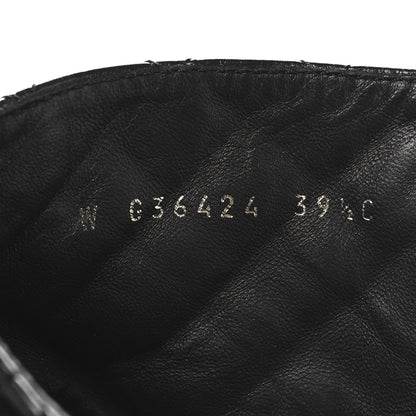 Chanel Crumpled Patent Lambskin Calfskin Quilted Lace Up Combat Boots 39.5 Black 6 of 7