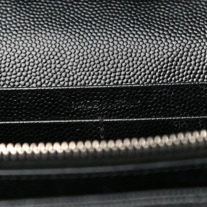 Saint Laurent Grain De Poudre Matelasse Chevron Monogram Chain Wallet Black 7 of 21