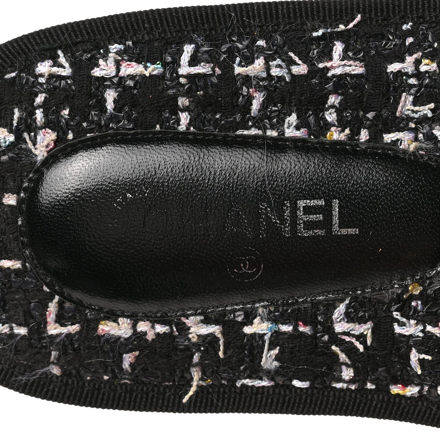 Tweed Flat Slipper Sandals S Black