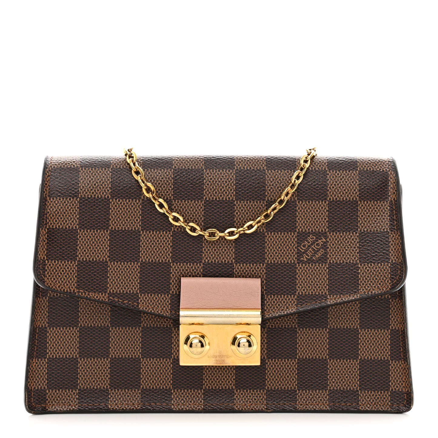 Damier Ebene Croisette Chain Wallet Magnolia