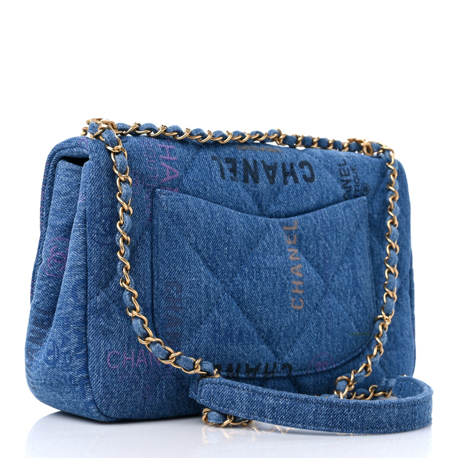 Chanel Denim Quilted Denim Large Mood Flap Blue Multicolor 3 of 9