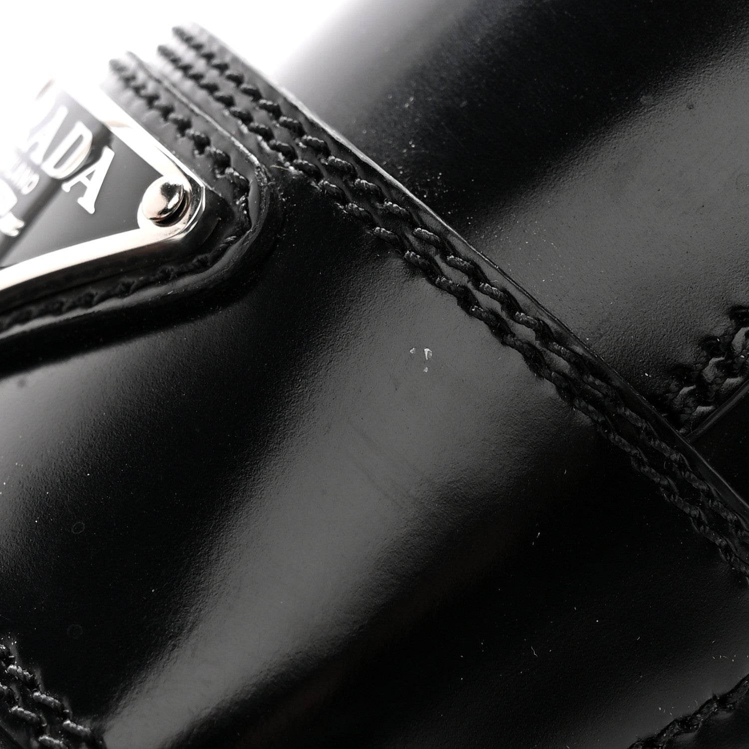 Prada Spazzolato Metal Triangle Logo 50mm Loafers 39.5 Black 17 of 19